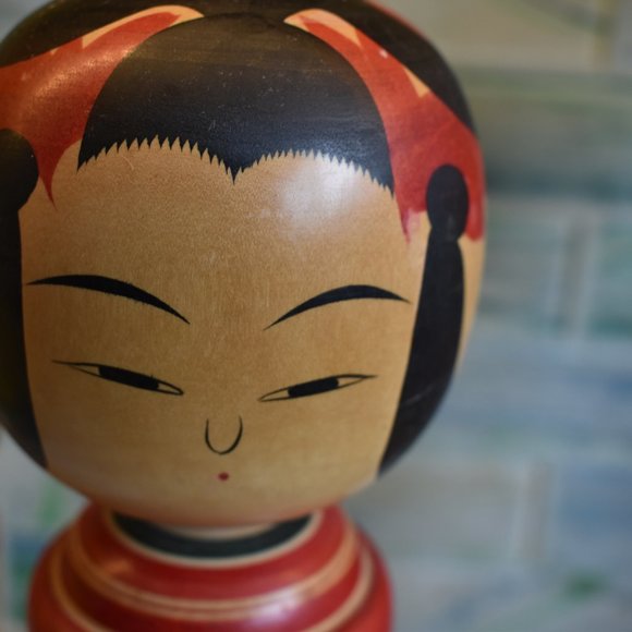 Vintage Kokeshi Wooden Hand Painted Japanese Dolls-Set of 2 - Picture 8 of 16